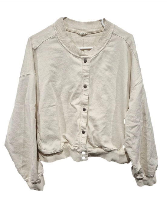 aerie Sweaters - Aerie Soft Landing Cream Snap-Front Bomber Jacket Sweatshirt